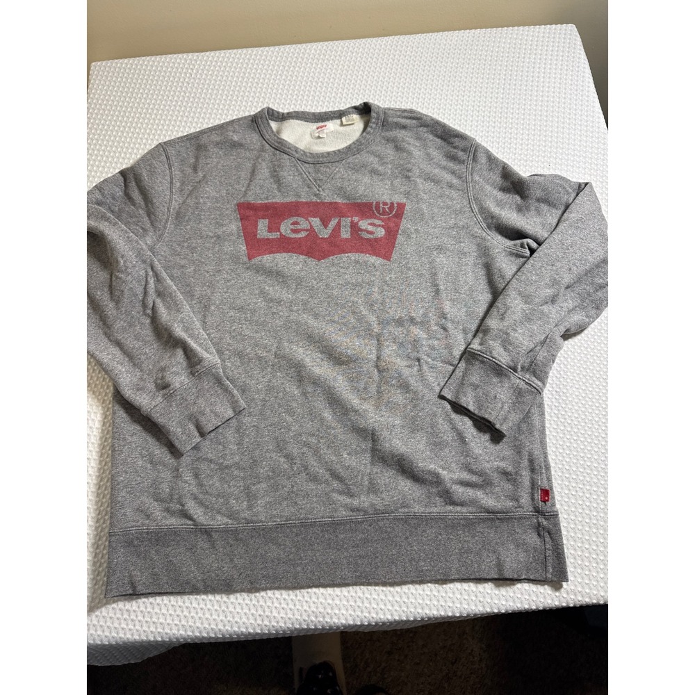 Levi's Sweatshirt Mens XXL Batwing Logo Gray EUC